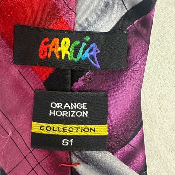 Vintage Jerry Garcia Abstract Silk Necktie Orange Horizon Collection 61 - Picture 4 of 4